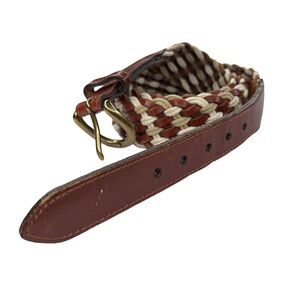 Leather woven Belt With Brass Buckle Size 36